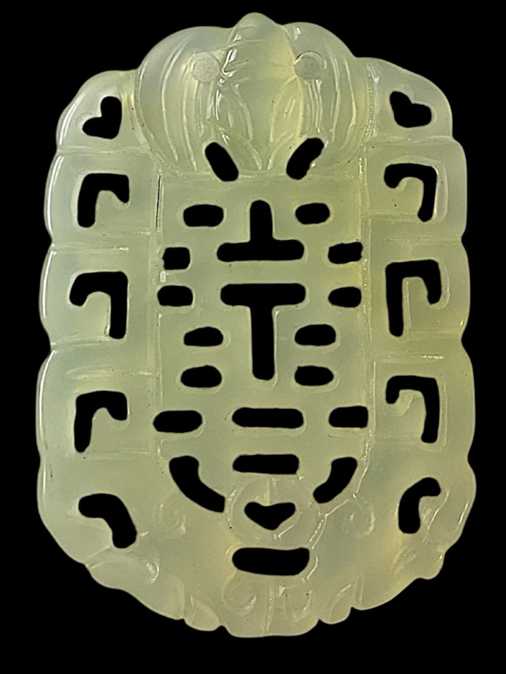 Vintage Nephrite Jade Asian Carved Pendant Double Sided